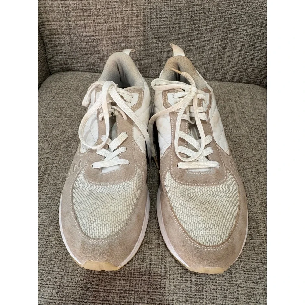 Municipal Origin Mens Sneakers Cream Tan Low Top Mesh Suede Trainers Sz 11.5